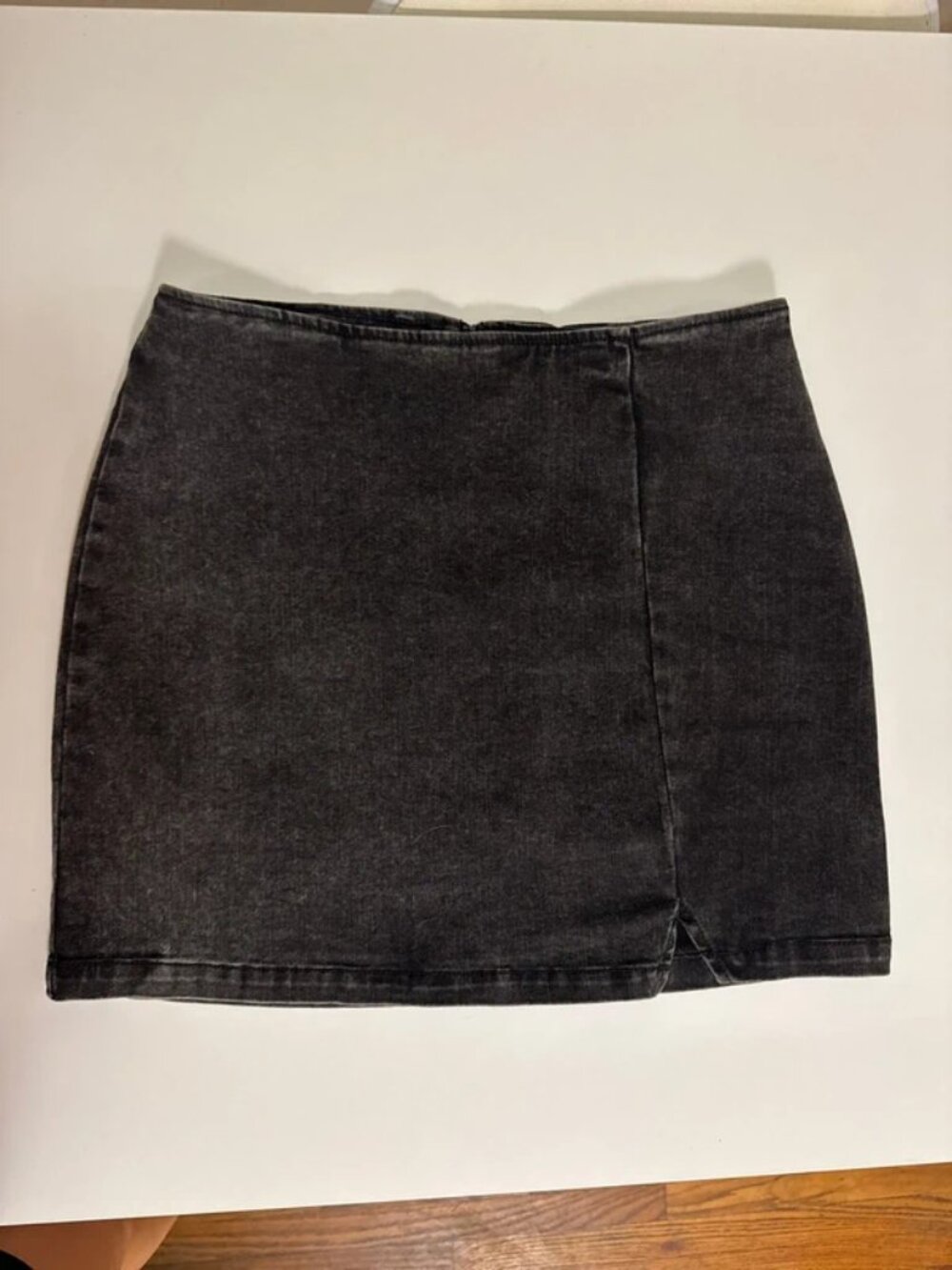 Black denim skirt